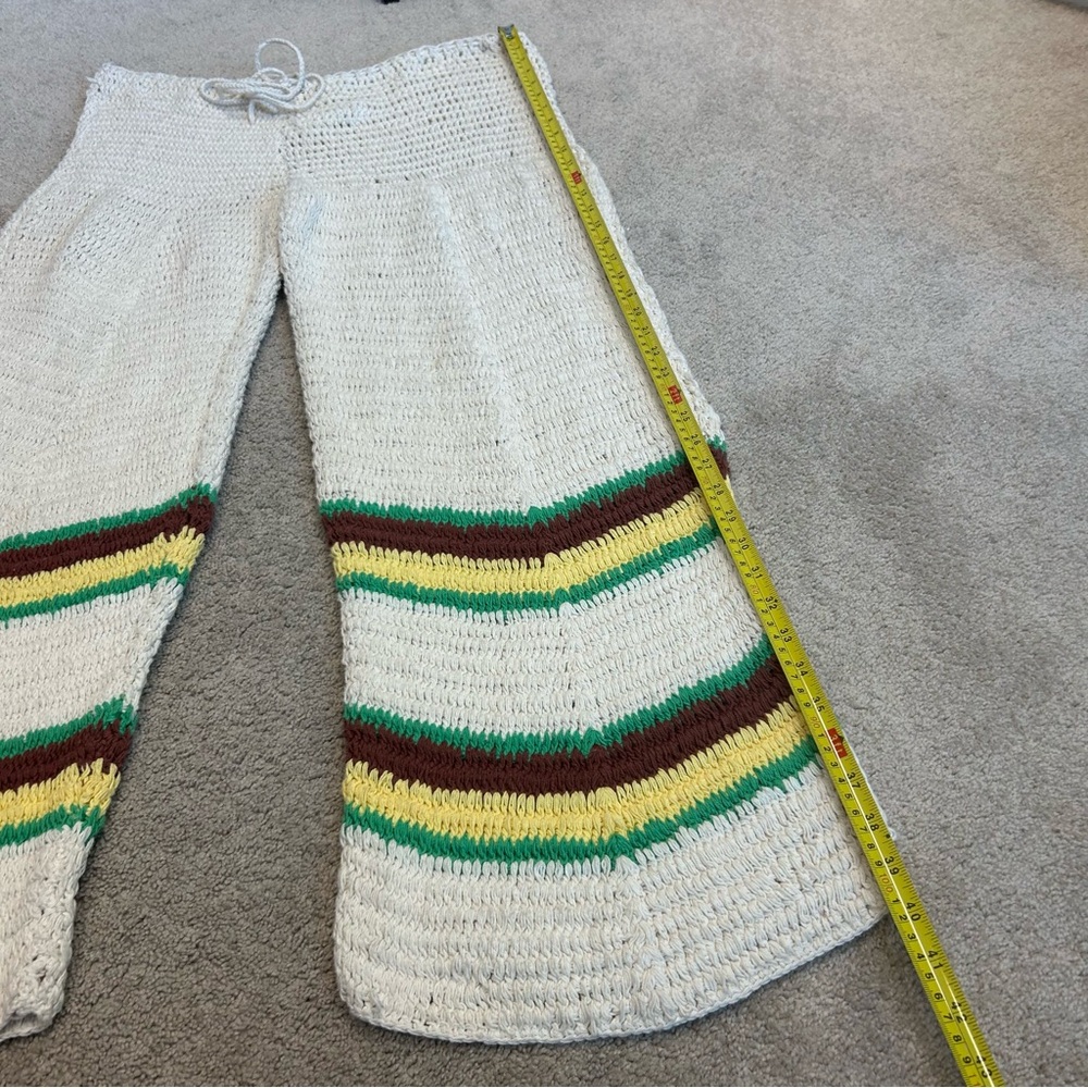 Zara crochet knit Rasta pants drawstring beach coverup Sz M NWOT summer vacation - Picture 12 of 14